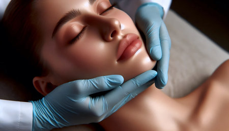 Facial lymphatic massage, Ai generated imageの写真素材
