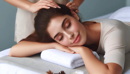 Post-massage relaxation, Ai generated imageの写真素材