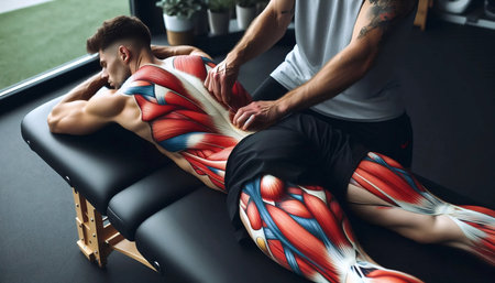Sports muscle massage, Ai generated imageの写真素材