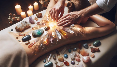 Crystal healing massage, Ai generated imageの写真素材