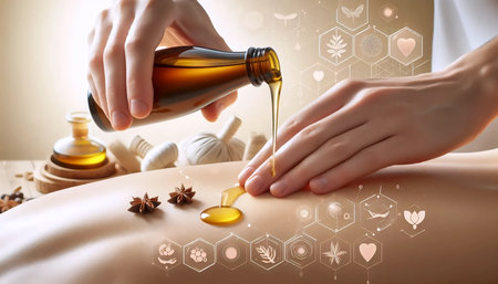Massage oil application, Ai generated imageの写真素材