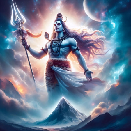 A Lord Shiva holding a trident, Ai generated imageの写真素材