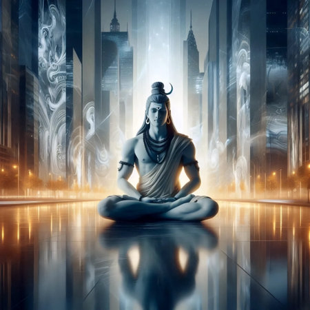 A modern interpretation of Lord Shiva, Ai generated imageの写真素材