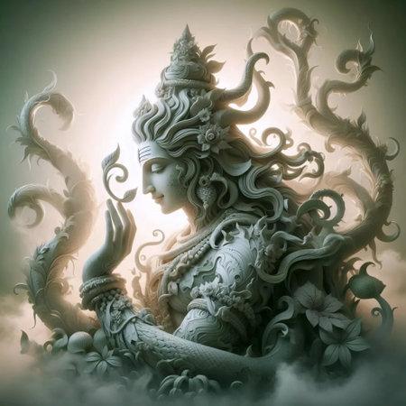 A Lord Shiva with floral ornaments, Ai generated image