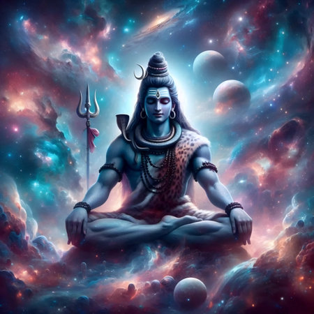 A Lord Shiva in cosmic space, Ai generated imageの写真素材