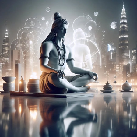 A modern interpretation of Lord Shiva, Ai generated imageの写真素材