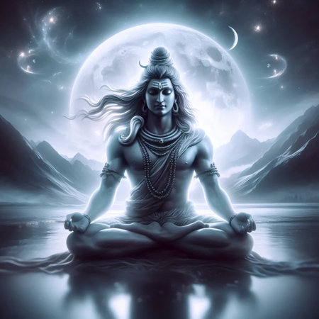 A Lord Shiva in moonlight, Ai generated image