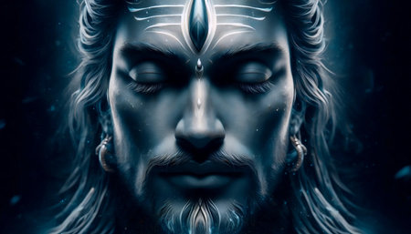 A Lord Shiva in deep meditation, Ai generated imageの写真素材