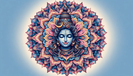 A Lord Shiva with a mandala, Ai generated imageの写真素材