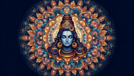 A Lord Shiva with a mandala, Ai generated imageの写真素材
