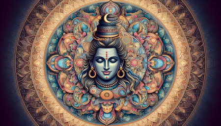 A Lord Shiva with a mandala, Ai generated image