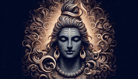 A Lord Shiva with mantras, Ai generated imageの写真素材