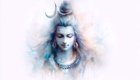 A watercolor style Lord Shiva, Ai generated imageの写真素材