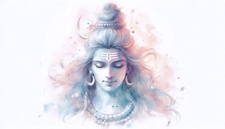 A watercolor style Lord Shiva, Ai generated image