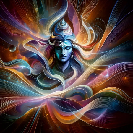 An abstract interpretation of Lord Shiva, Ai generated imageの写真素材