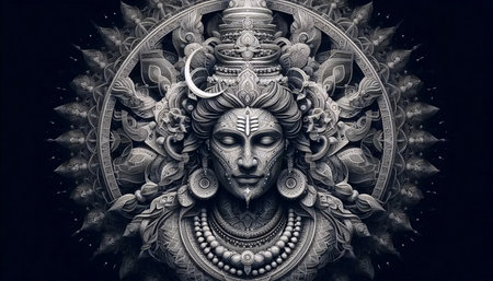 A Lord Shiva in geometric patterns, Ai generated imageの写真素材