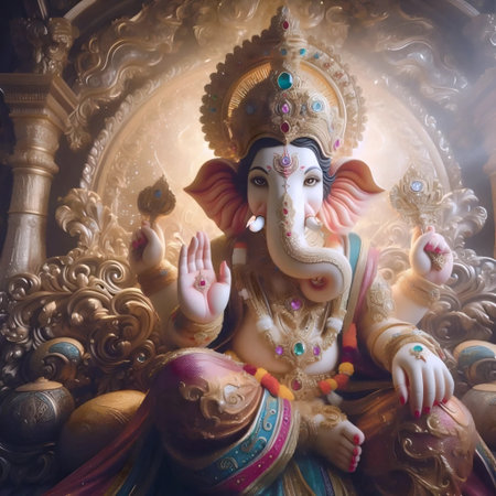 A Lord Ganesha with a crown, Ai generated imageの写真素材