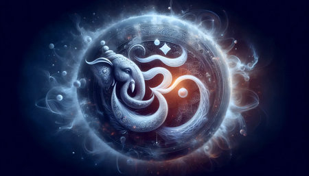 A Lord Ganesha with Om symbol, Ai generated image