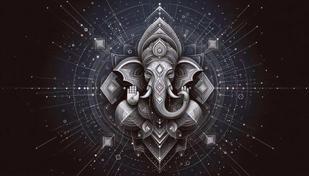A Lord Ganesha with geometric patterns, Ai generated imageの写真素材