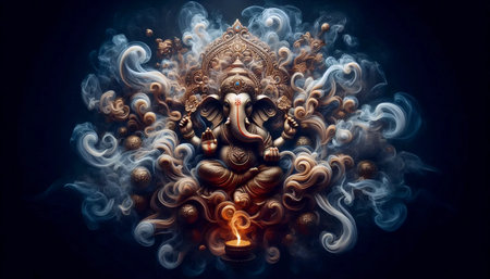 A Lord Ganesha with incense, Ai generated imageの写真素材