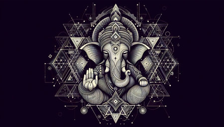 A Lord Ganesha with geometric patterns, Ai generated imageの写真素材