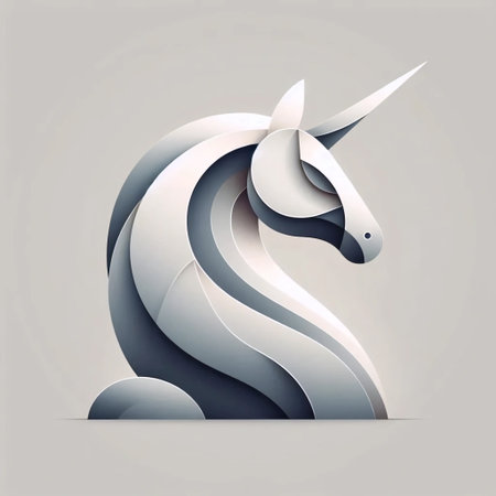 A minimalist unicorn, Ai generated imageの写真素材