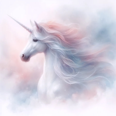A unicorn in watercolor technique, Ai generated image