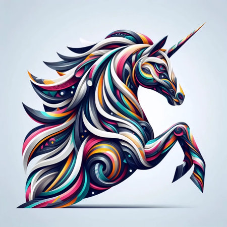 A unicorn in geometric style, Ai generated image