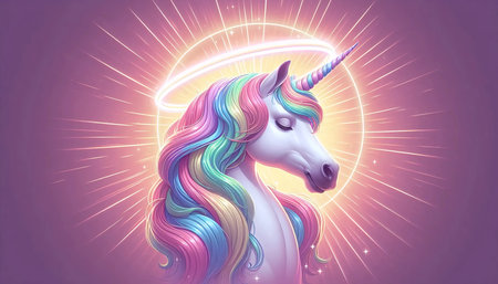 A unicorn with a rainbow halo, Ai generated image