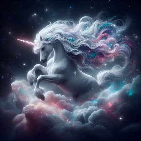 A unicorn with star dust, Ai generated imageの写真素材
