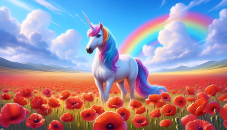 Ai generated image of a poppy fieldの写真素材