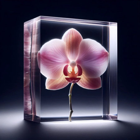 An orchid in epoxy resin, Ai generated imageの写真素材