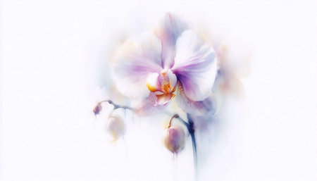 An orchid in watercolor, Ai generated imageの写真素材