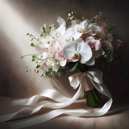 An orchid in a wedding bouquet, Ai generated imageの写真素材