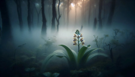 An orchid in the mist, Ai generated imageの写真素材