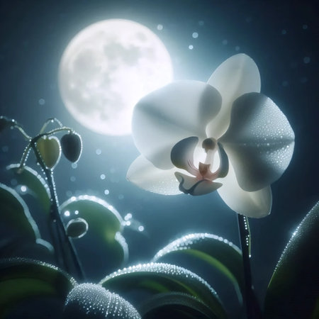 An orchid in moonlight, Ai generated imageの写真素材