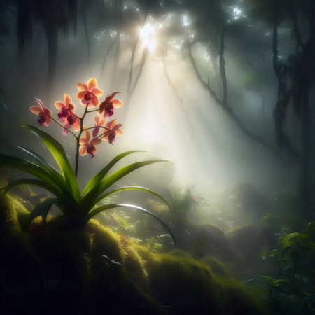 An orchid in the mist, Ai generated imageの写真素材