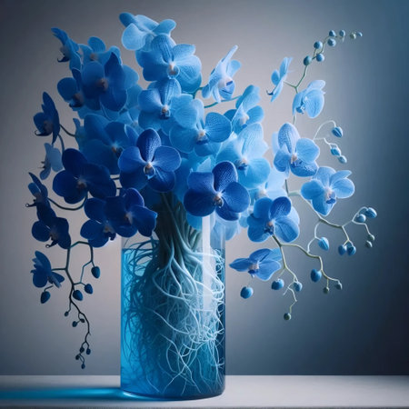 A Vanda orchid in a clear vase, Ai generated imageの写真素材