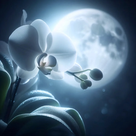 An orchid in moonlight, Ai generated imageの写真素材