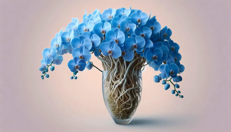 A Vanda orchid in a clear vase, Ai generated imageの写真素材