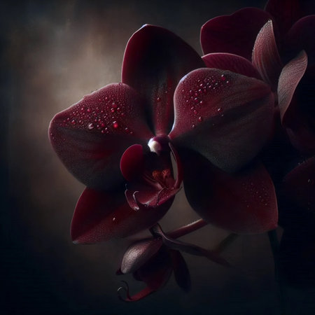 A black orchid in gothic style, Ai generated imageの写真素材