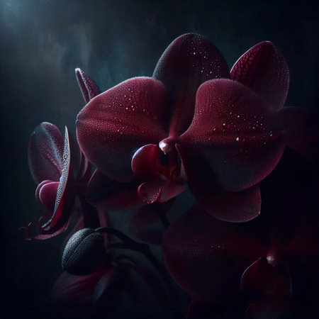 A black orchid in gothic style, Ai generated imageの写真素材