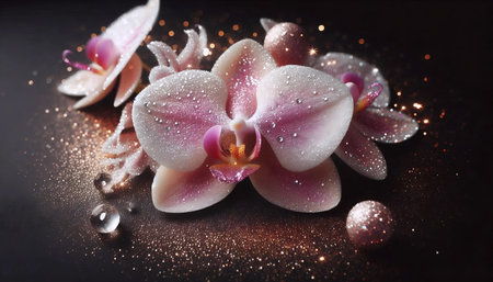An orchid with glitter, Ai generated imageの写真素材