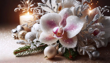 An orchid with glitter, Ai generated imageの写真素材