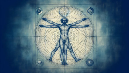 Geometric proportions of the human body, Ai generated imageの写真素材