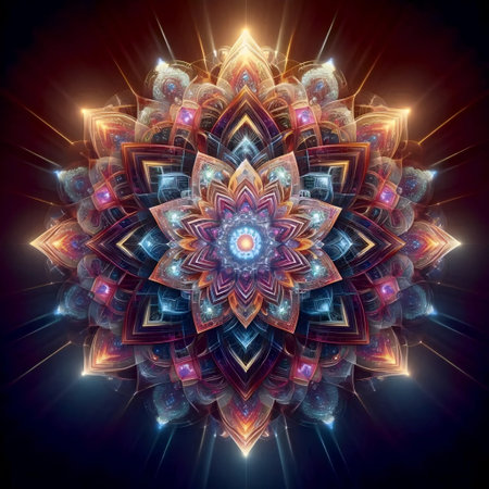 Sacred geometry in digital art, Ai generated imageの写真素材
