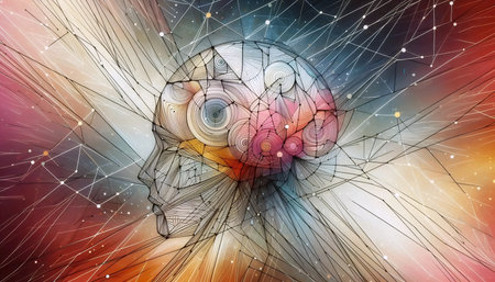 Geometric patterns in neurographics, Ai generated imageの写真素材