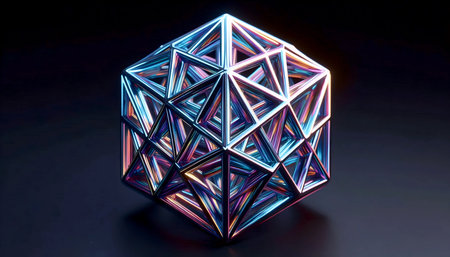 Holographic geometric forms, Ai generated image