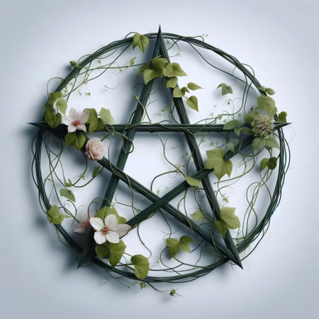 A pentagram with floral elements, Ai generated image