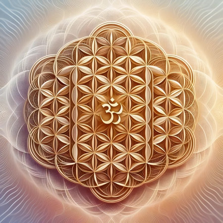 A Flower of Life with mantras, Ai generated imageの写真素材